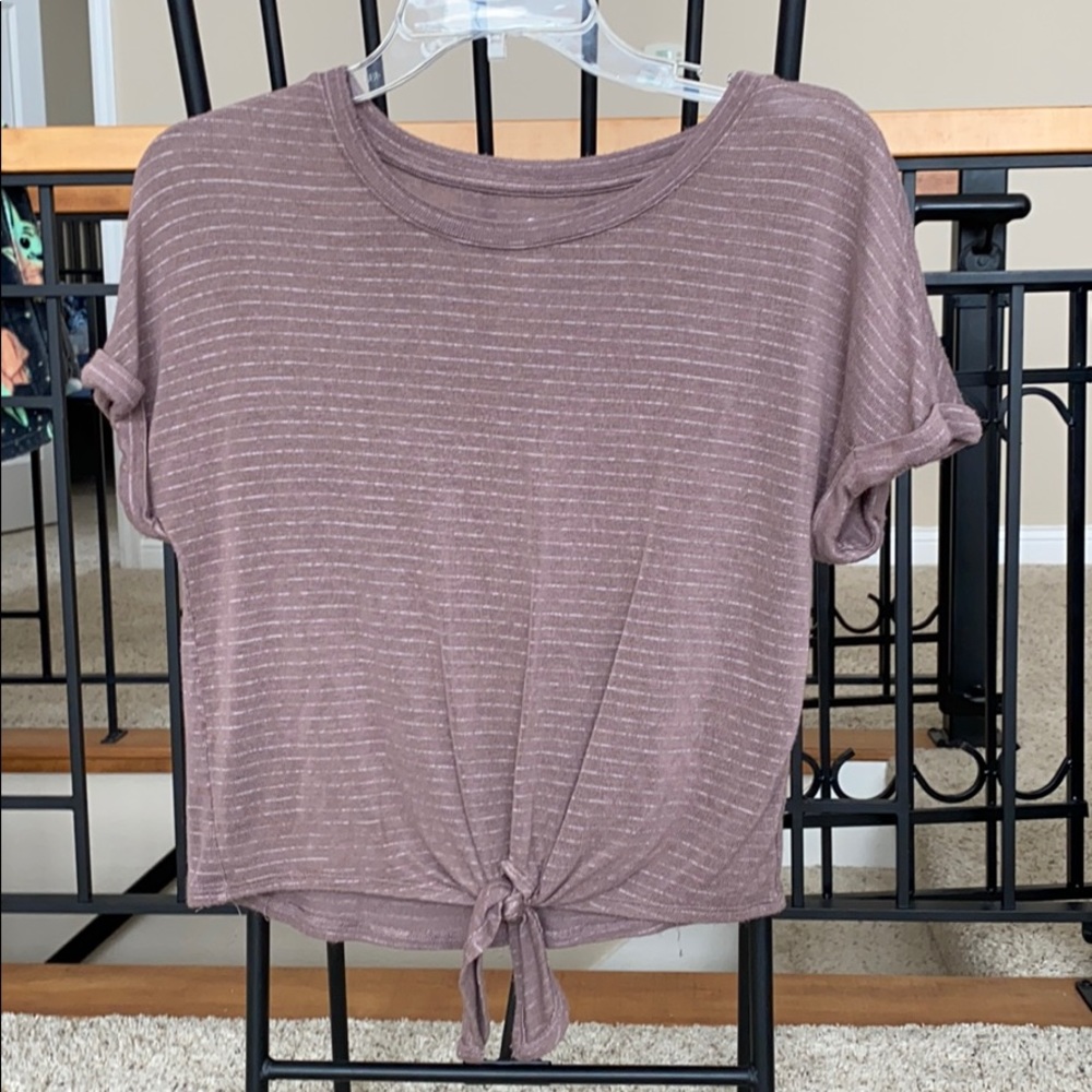 Brown Tie Front Tee